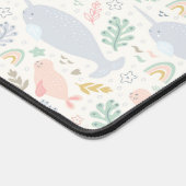 Waterverf Narwhal & Seal Patroon Bureaumat (Hoek)