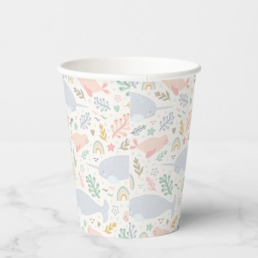 Waterverf Narwhal & Seal Patroon Papieren Bekers (Rechts)