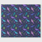 Waterverf Narwhals onder het Zee Gold Cadeaupapier (Vlak)