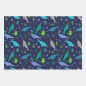 Waterverf Narwhals onder het Zee Gold Inpakpapier Vel (Voorkant 2)