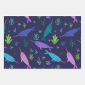 Waterverf Narwhals onder het Zee Gold Inpakpapier Vel (Voorkant 3)