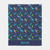 Waterverf Narwhals onder het Zee Gold Kinder Fleece Deken (Voorkant)