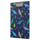 Waterverf Narwhals onder het Zee Gold Klembord (Links)