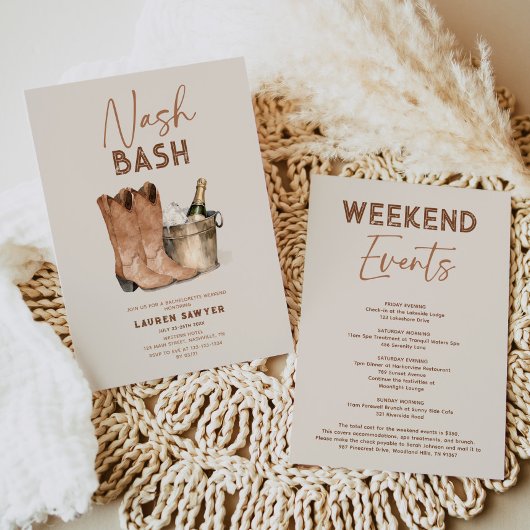 Waterverf Nash Bash Bachelorette Party Uitnodiging