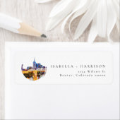 Waterverf Nashville Skyline Return-adres Etiket (Insitu)