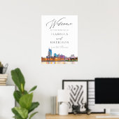 Waterverf Nashville Skyline Weddenschap Welkomstte Poster (Thuiskantoor)