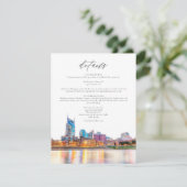 Waterverf Nashville Skyline Wedding Details Kaart (Staand voorkant)
