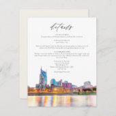 Waterverf Nashville Skyline Wedding Details Kaart (Voorkant / Achterkant)