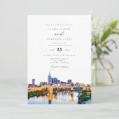 Waterverf Nashville Tennessee Skyline bruiloft Kaart (Staand voorkant)