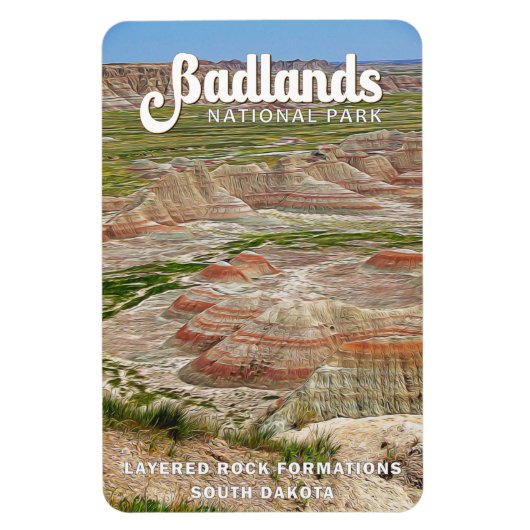 Waterverf nationaal park Badlands Magneet (Verticaal)
