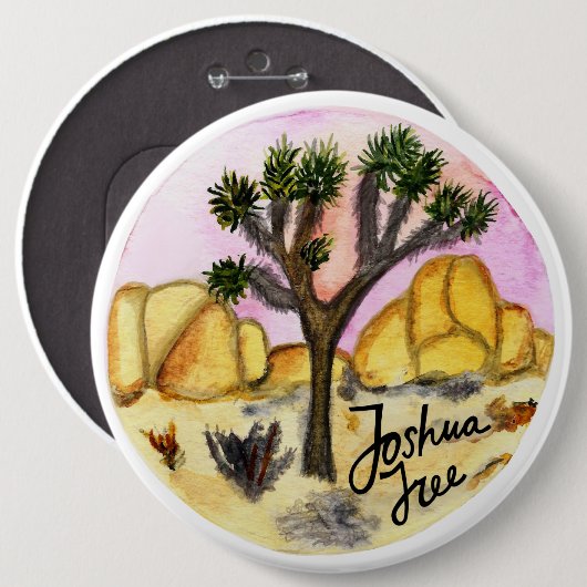 Waterverf Nationaal park Joshua Tree Ronde Button 6,0 Cm (Voorkant /achterkant)
