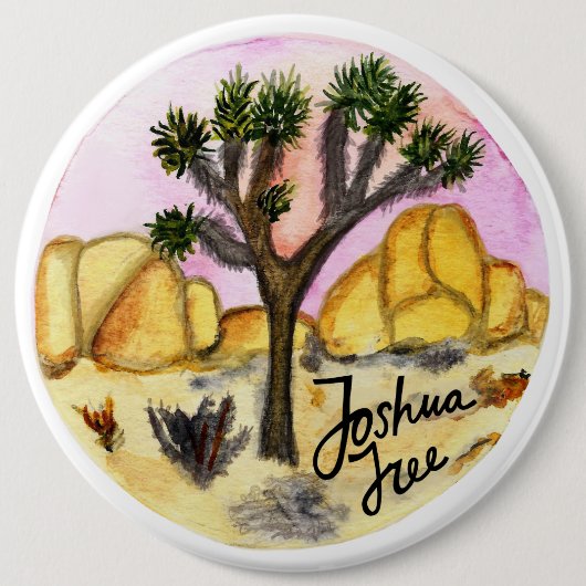 Waterverf Nationaal park Joshua Tree Ronde Button 6,0 Cm (Voorkant)