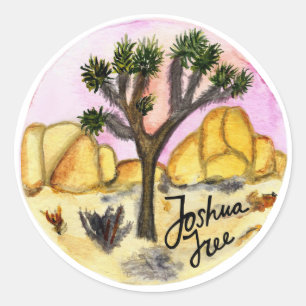 Waterverf Nationaal park Joshua Tree Ronde Sticker