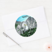 Waterverf nationaal park Yosemite Ronde Sticker (Envelop)