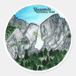 Waterverf nationaal park Yosemite Ronde Sticker