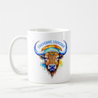Waterverf Native American Bison Indiaanse hoofdtoo Koffiemok