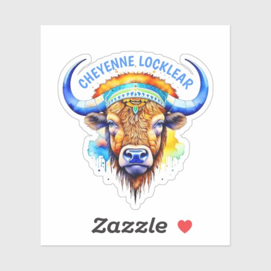 Waterverf Native American Bison Indiaanse hoofdtoo Sticker (Vel)