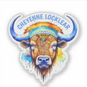Waterverf Native American Bison Indiaanse hoofdtoo Sticker (Voorkant)