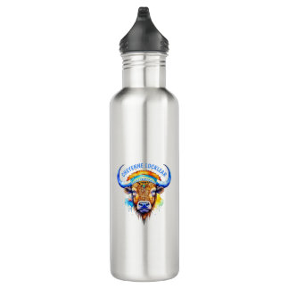 Waterverf Native American Bison Indiaanse hoofdtoo Waterfles