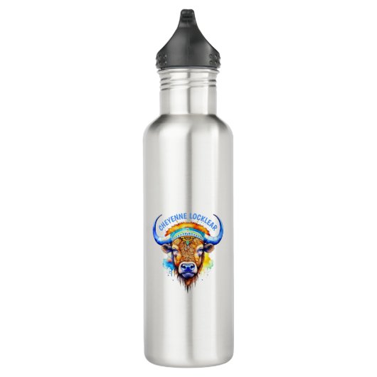 Waterverf Native American Bison Indiaanse hoofdtoo Waterfles (Rechts)