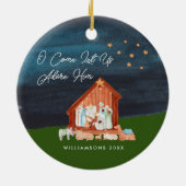 Waterverf Nativiteit Adore Him Scripting Religieuz Keramisch Ornament (Achterkant)