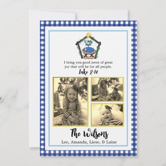 Waterverf Nativiteit Blauwe Kaart voor kerstmis (Voorkant)