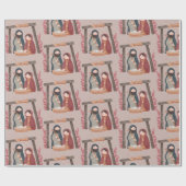 Waterverf Nativiteit Christelijk Jezus Kerstmis Cadeaupapier (Vlak)