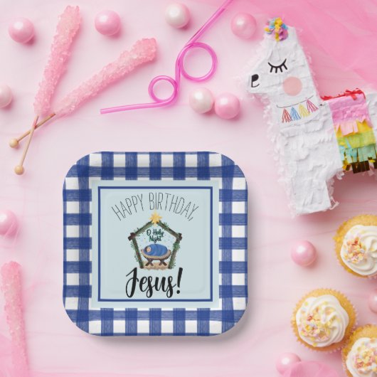 Waterverf Nativiteit Happy Birthday Jesus Paper Pl Papieren Bordje (Feest)