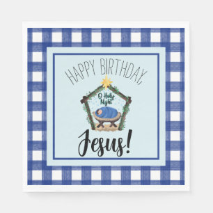 Waterverf Nativiteit Happy Birthday Jesus Servet