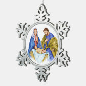 Waterverf Nativiteit Jesus Birth Christelijke Art Tin Sneeuwvlok Ornament (Rechts)