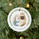 Waterverf Nativiteit laat ons hem bewonderen Keramisch Ornament<br><div class="desc">Viel de ware betekenis van het vakantieseizoen met deze mooie kerstversiering,  met een eenvoudige waterverf geschilderde nativiteit (Mary,  Joseph,  Baby Jesus) en de woorden: "Oh kom ons toe aan hem." De tekst kan worden aangepast,  indien gewenst. De sjablonen van de tekst zijn inbegrepen op de rug voor verpersoonlijking!</div>