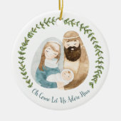  Waterverf Nativiteit laat ons hem bewonderen Keramisch Ornament (Voorkant)