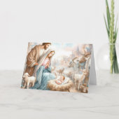 Waterverf Nativiteitsscène Feestdagen Kaart (Voorkant)