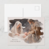 Waterverf Nativiteitsscène Feestdagenkaart (Voorkant / Achterkant)