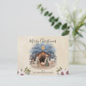 Waterverf Nativiteitsscène Feestdagenkaart (Staand voorkant)