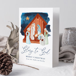 Waterverf Nativiteitsscène Glory naar God niet-fot Feestdagen Kaart