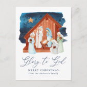 Waterverf Nativiteitsscène Glory naar God niet-fot Feestdagenkaart (Voorkant)
