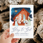 Waterverf Nativiteitsscène Glory naar God niet-fot Feestdagenkaart<br><div class="desc">Viel de reden voor het seizoen met onze mooie kerstkaart voor de nativiteitsscène. De religieuze kerstkaart bevat een waterverf nationaliteitscène met "Glory to God" in een blauw marinescript. Pas de voorzijde van de niet-foto kerstkaart aan door een aangepaste groet en de naam van uw gezin toe te voegen. De kaart...</div>