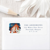 Waterverf Nativiteitsscèneadres Etiket (Insitu)