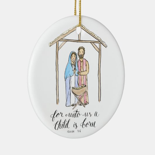 Waterverf Nativiteitsversiering Keramisch Ornament (Rechts)