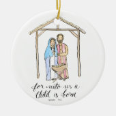 Waterverf Nativiteitsversiering Keramisch Ornament (Voorkant)