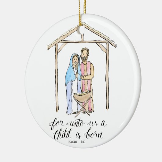 Waterverf Nativiteitsversiering Keramisch Ornament (Links)