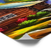 Waterverf Natuur bergwaterval Poster (Hoek)