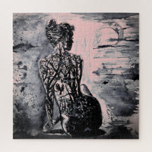 Waterverf - Natuur dame - - kunst Legpuzzel