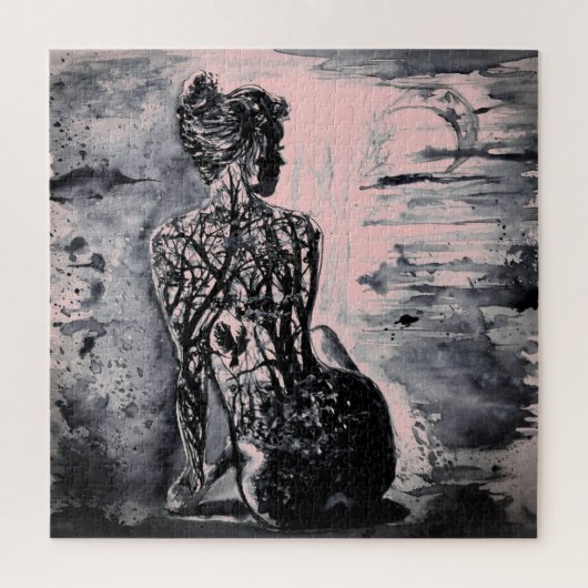 Waterverf - Natuur dame - - kunst Legpuzzel (Verticaal)