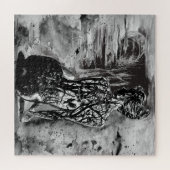 Waterverf - Natuur dame - zwart en wit schilderen Legpuzzel (Horizontaal)