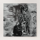 Waterverf - Natuur dame - zwart en wit schilderen Legpuzzel (Verticaal)