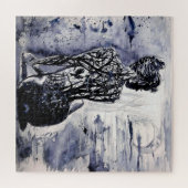 Waterverf - Natuur dame - zwart-wit Legpuzzel (Horizontaal)