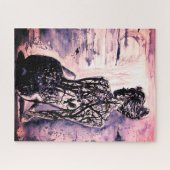 Waterverf - Natuur dame - zwart-witkunst Legpuzzel (Horizontaal)
