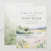 Waterverf Natuur en Wildflowers Baby shower Kaart (Voorkant / Achterkant)